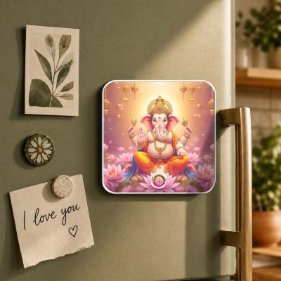 Lord Ganesha Musical Fridge Magnet Rechargeable Music Player Refrigerator Magnet | Ganesh Mantra Music Player for Home & Pooja Room Decor Positive Vibes